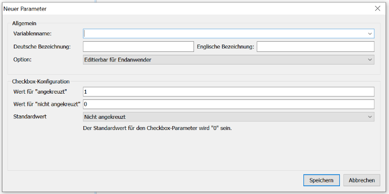 Parameter-Typ: Checkbox