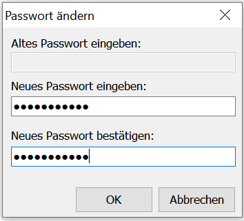 Änderung des Passworts für ein passwortgeschütztes Client Command