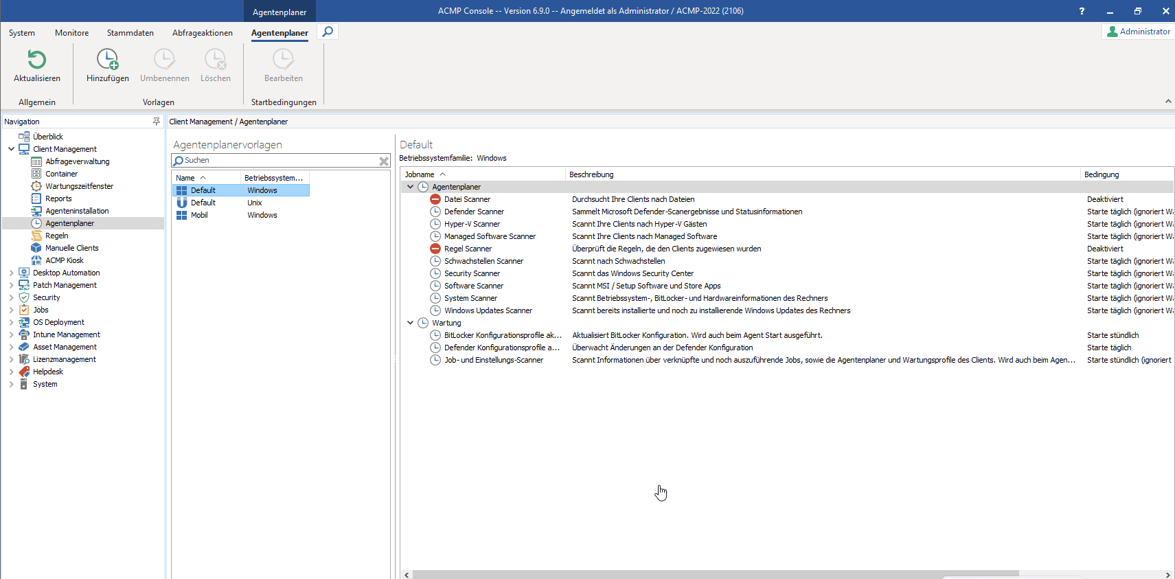 Übersicht über Agentenplaner