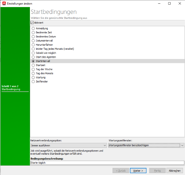 Startbedingungen Windows-Betriebssystemfamilie