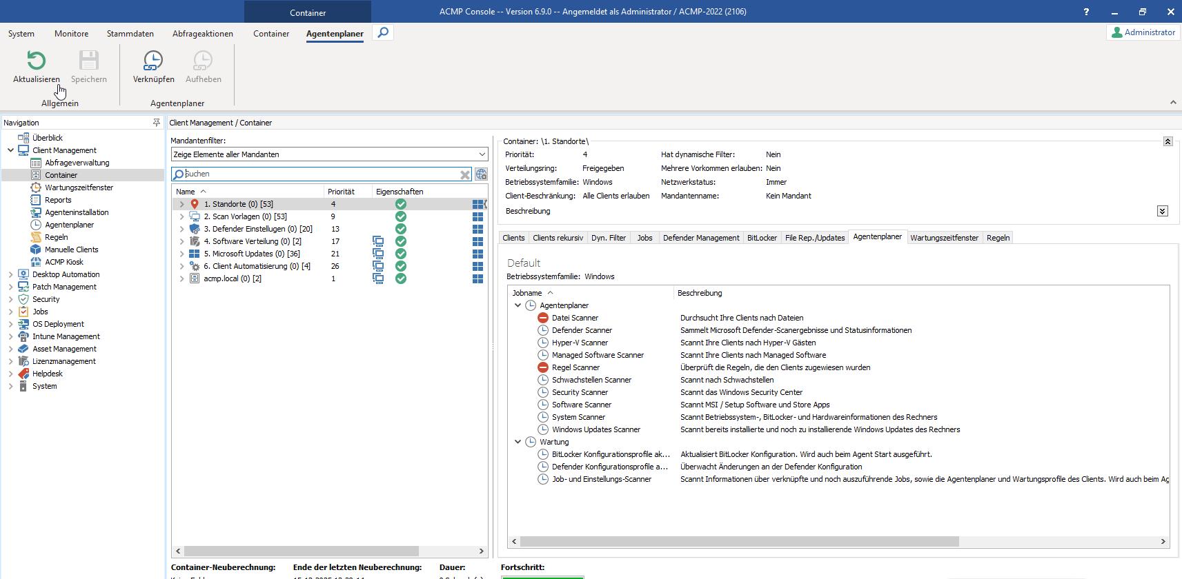 Übersicht Container