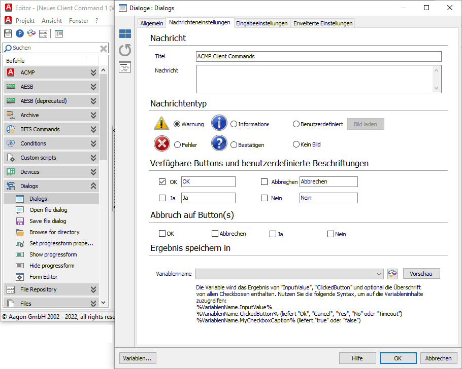 Einen Dialog hinzufügen
