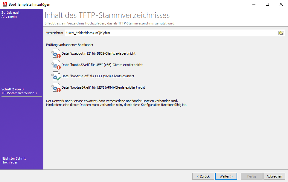 Custom Boot Template hinzufügen