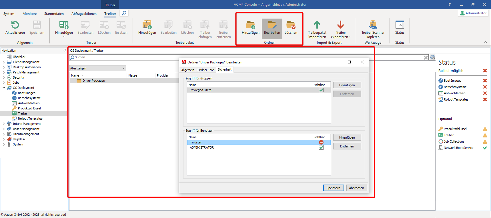 Access Lists bei Ordnern