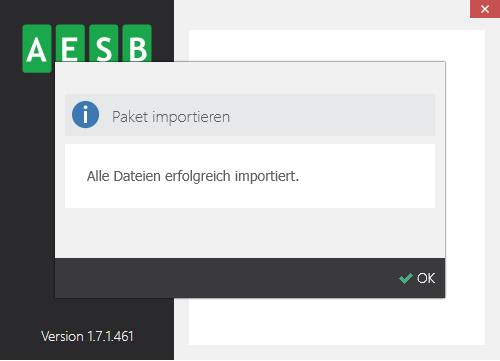 Paket-Import erfolgreich