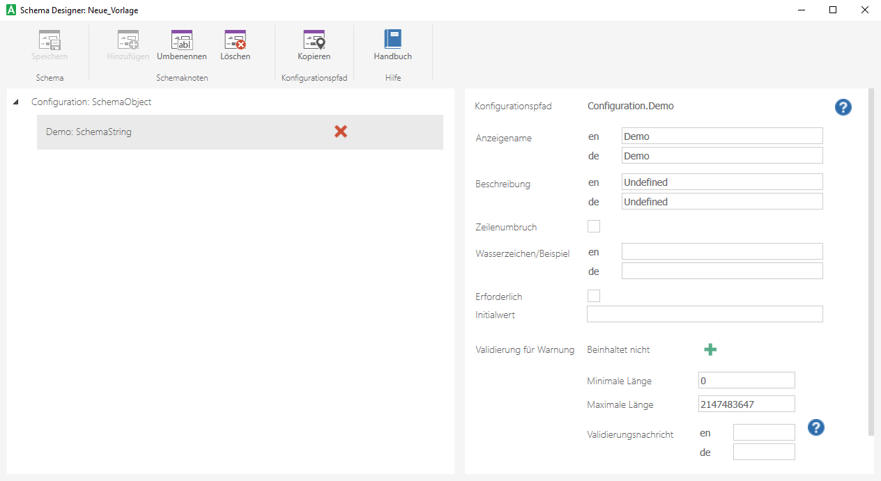 Aufbau des Schema-Designers