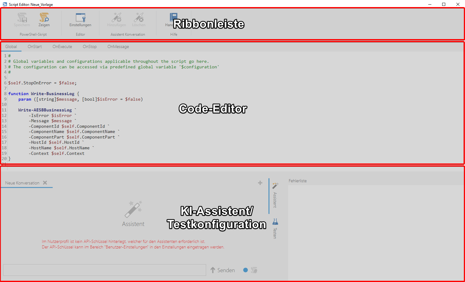 Aufbau des Skript-Editors