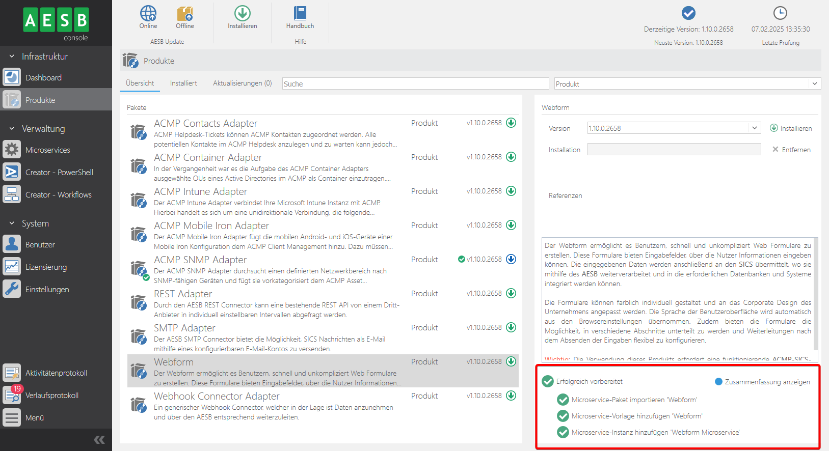 Zusammenfassung der Webform-Komponenten