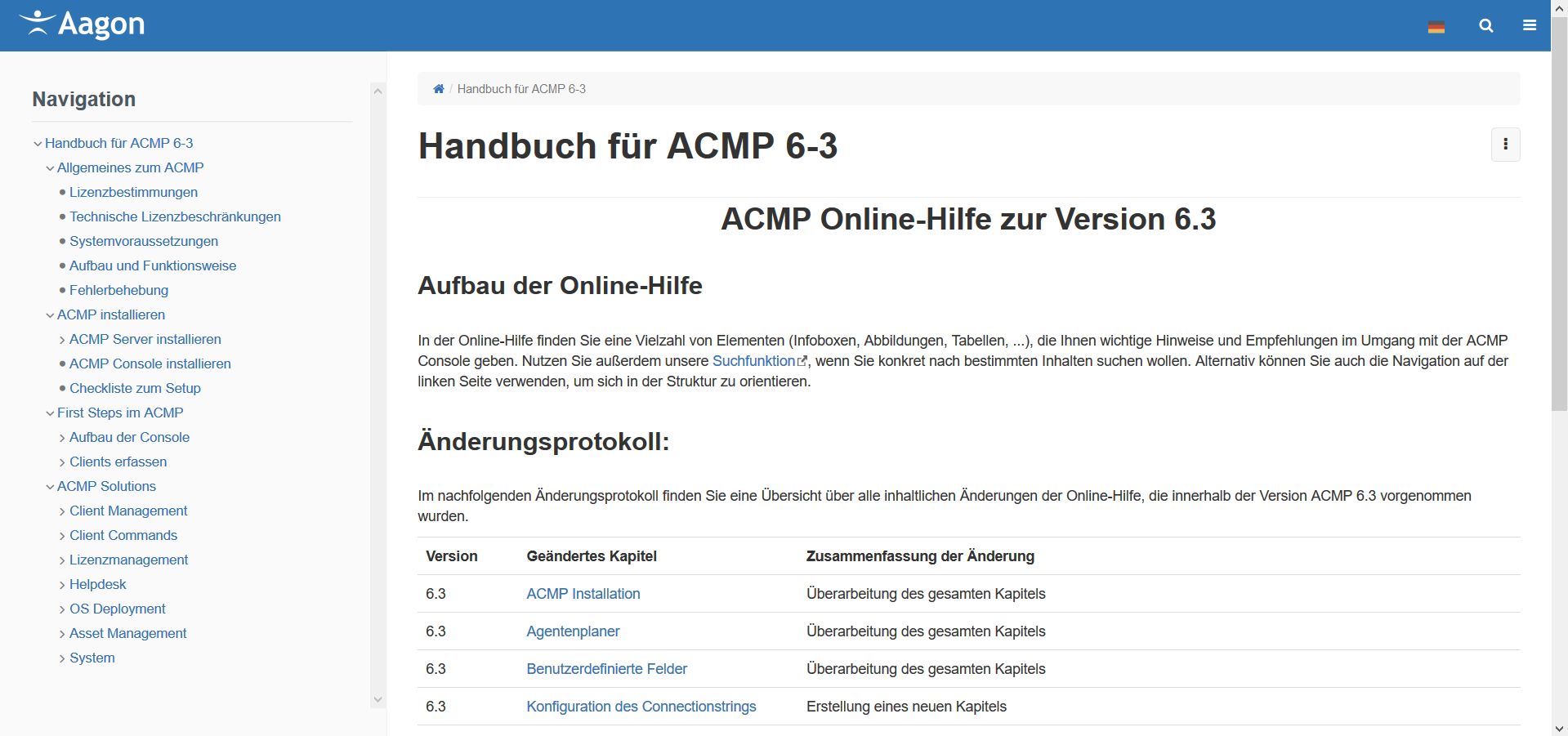 Online-Hilfe zu ACMP 6.3