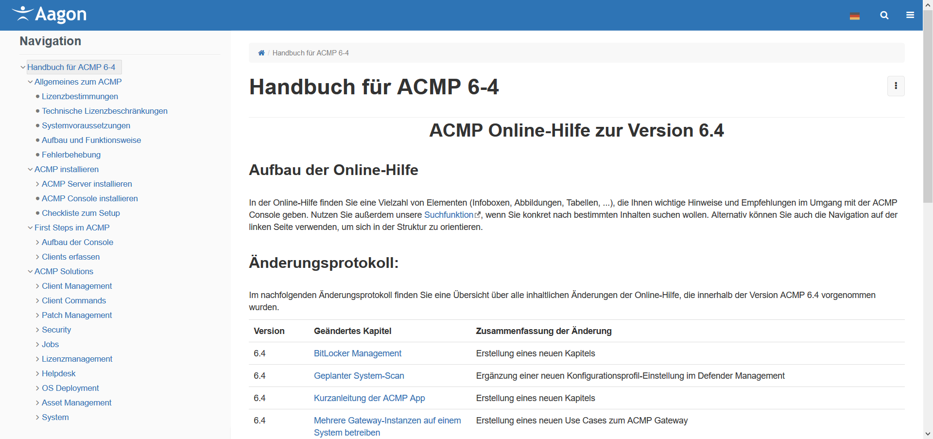Online-Hilfe zu ACMP 6.4