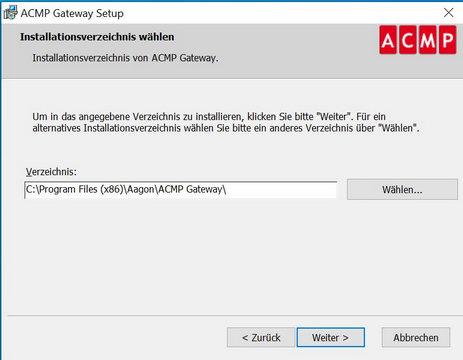 Installationsverzeichnis auswählen