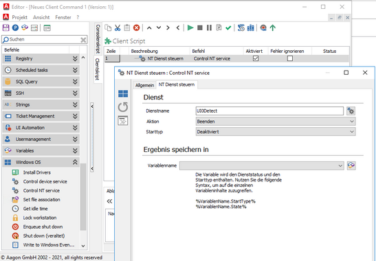 Client Command NT Dienste steuern
