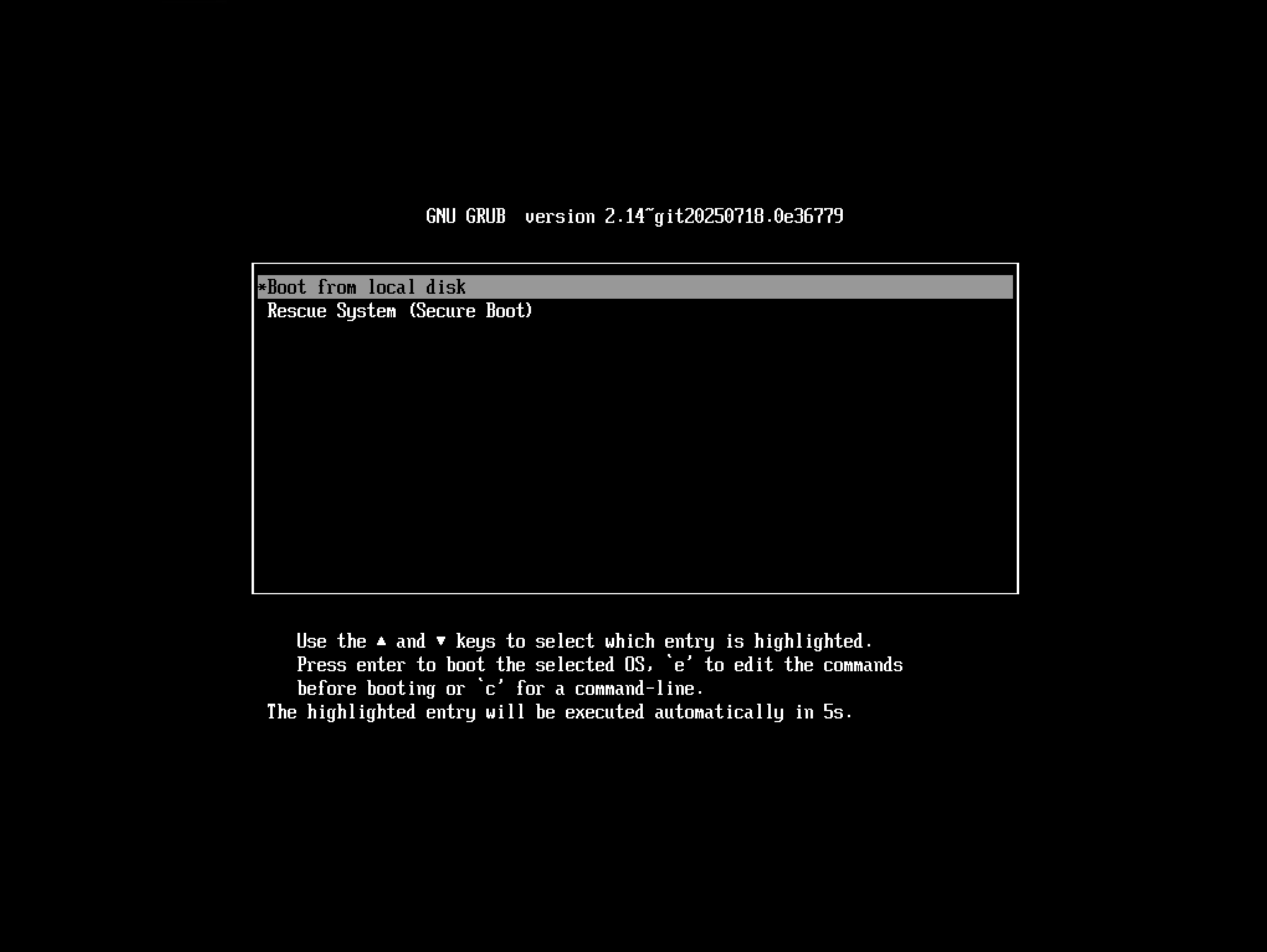 UEFI Boot Screen