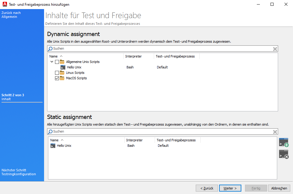 Statische und dynamische Verknüpfung im Test- und Freigabeprozess von Unix Scripts