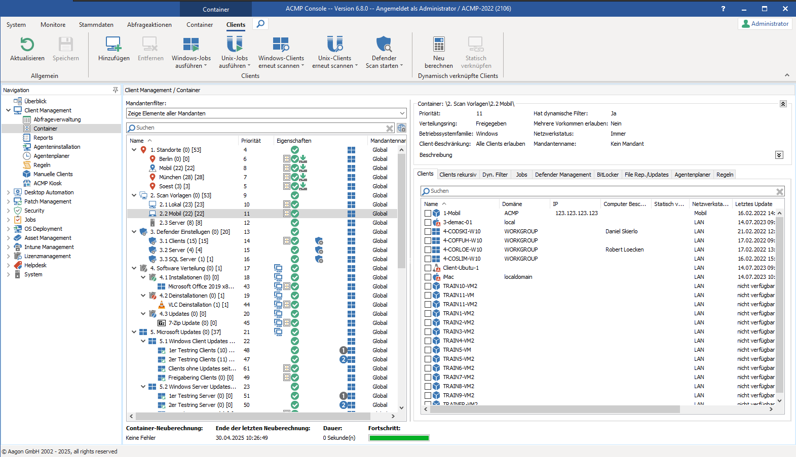 Übersicht Container