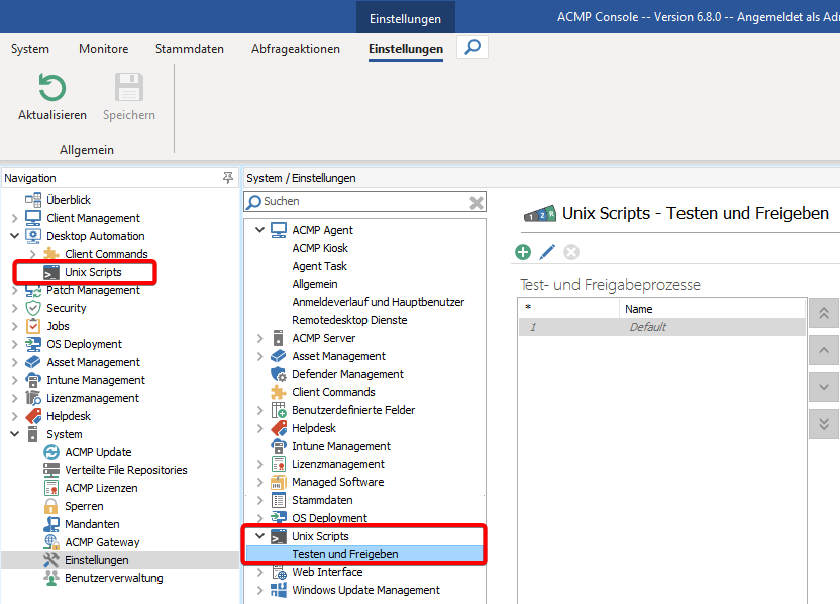 Vorkommen von Unix Scripts in ACMP