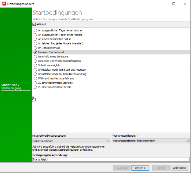 Startbedingungen Windows-Betriebssystemfamilie