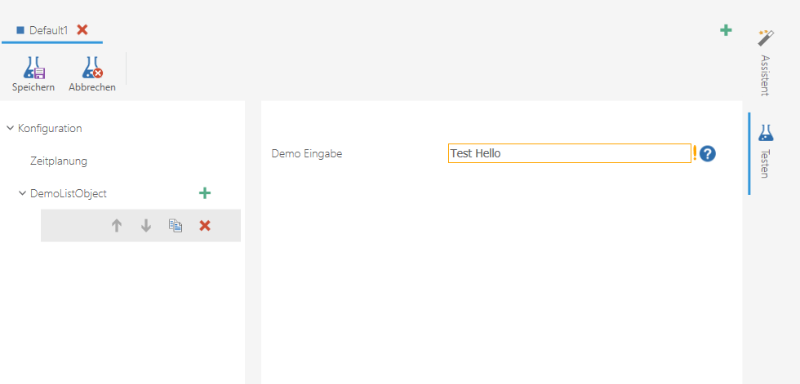 Testkonfiguration mit Beispiel-Schema