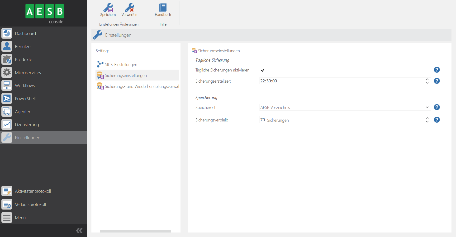 Tägliche Sicherungen aktivieren