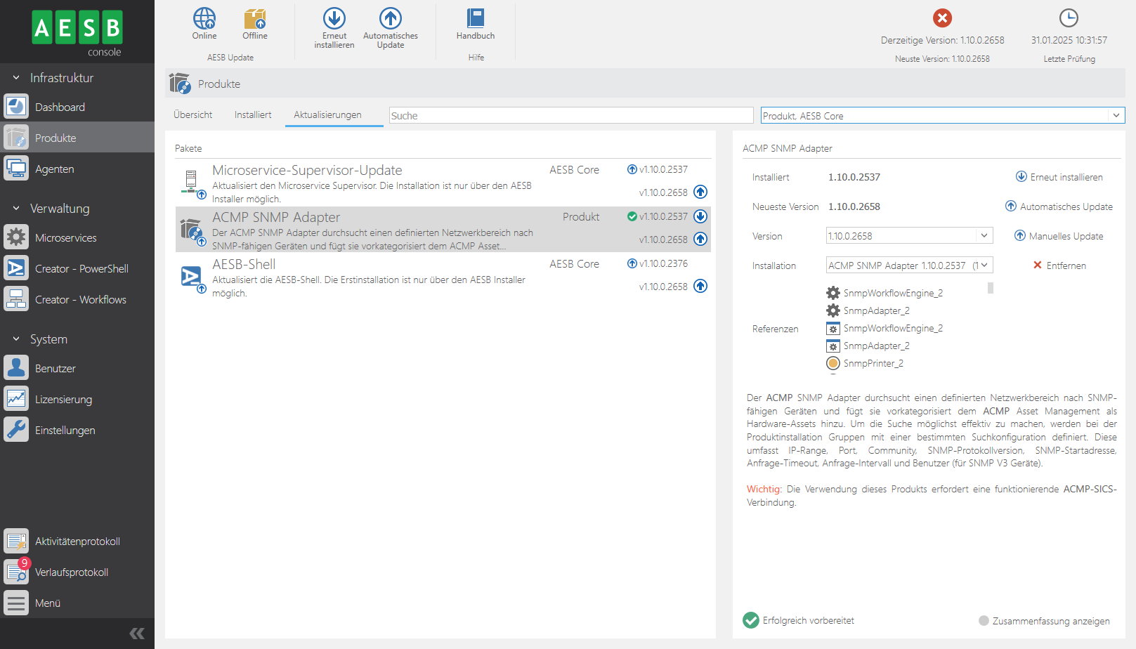 AESB Core- und Produktaktualisierung
