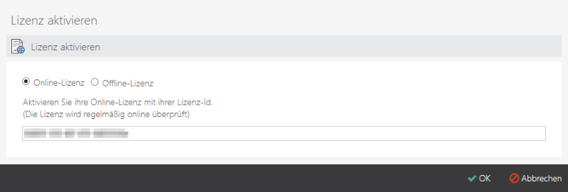 Aktivierung der Online-Lizenz