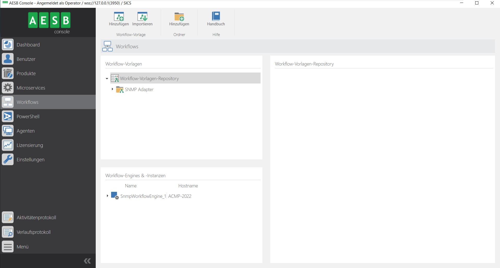 Arbeitsbereich zur Workflow-Verwaltung